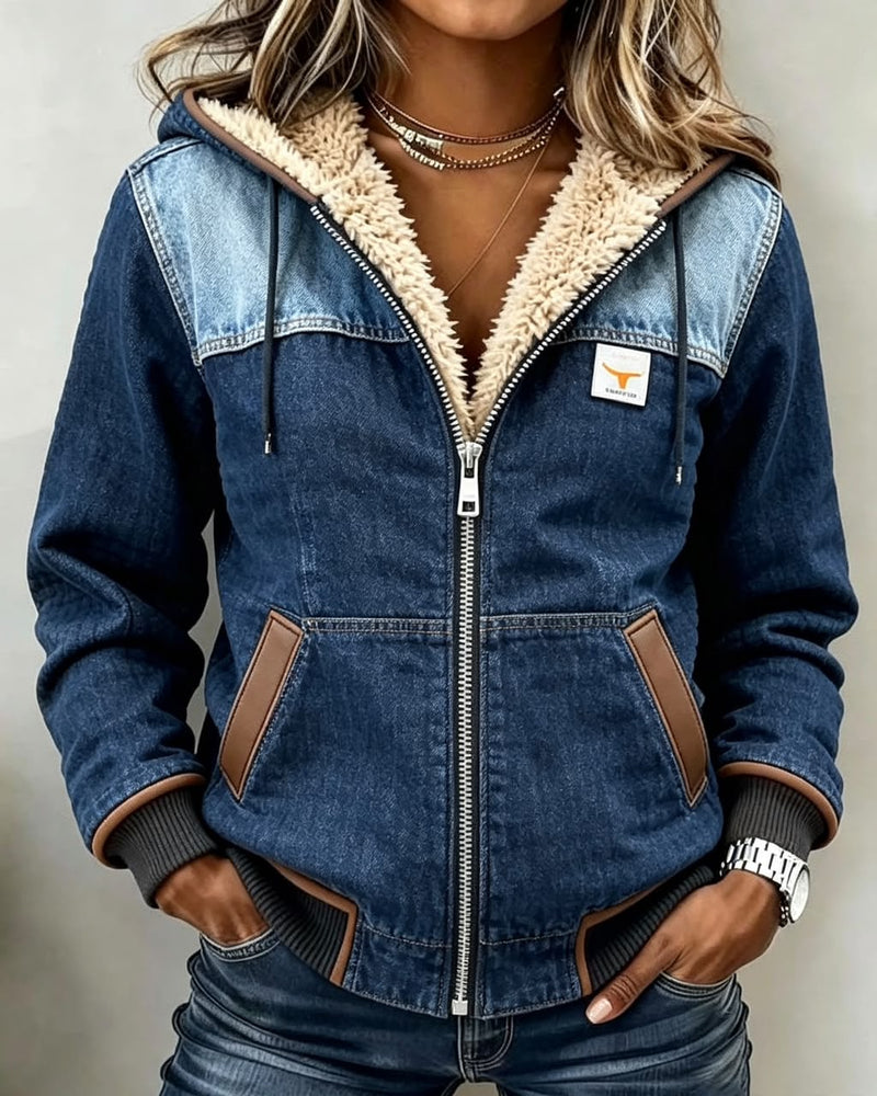 Sherpa Lined Quilted Hooded Jacket for Women