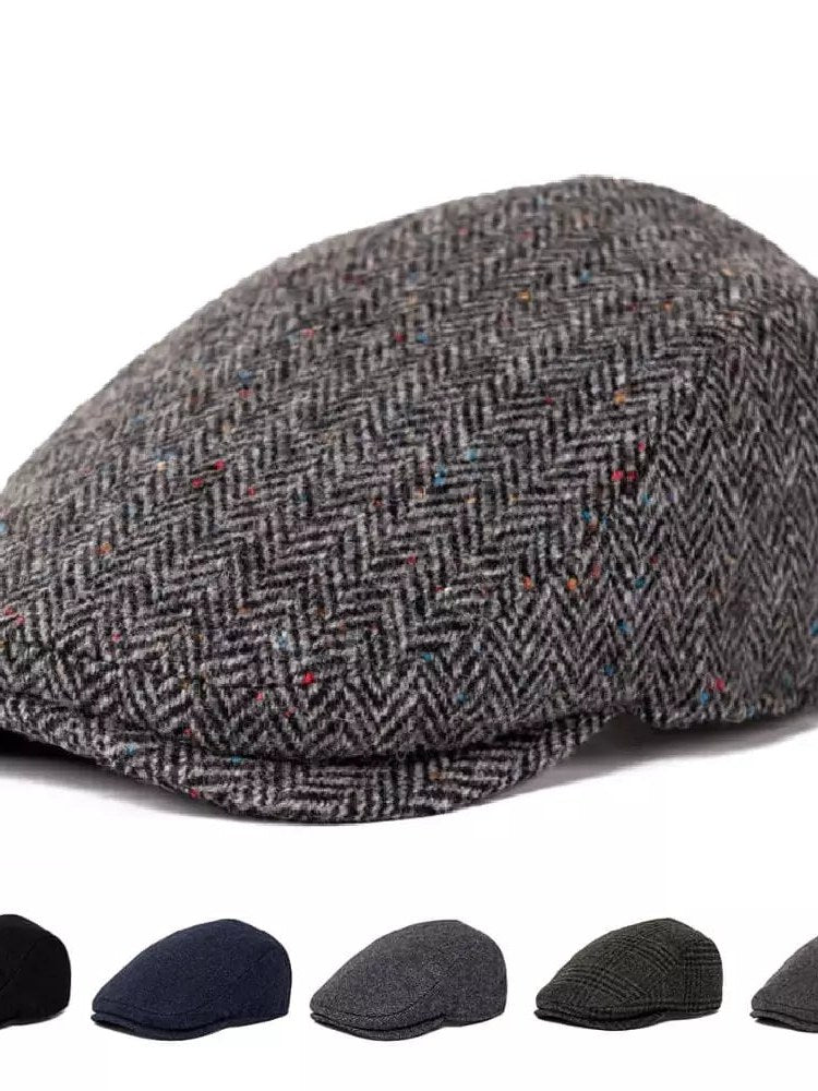 Flecked Wool Flat Cap for Men