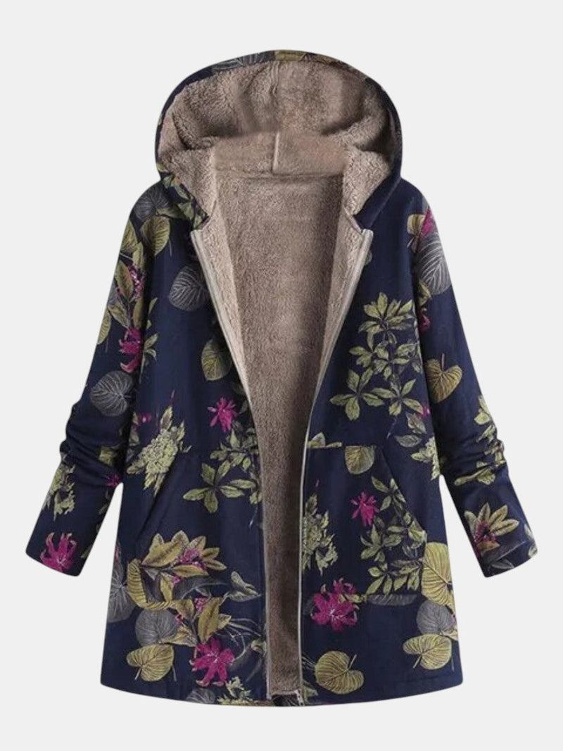 Floral Sherpa Coat for Women