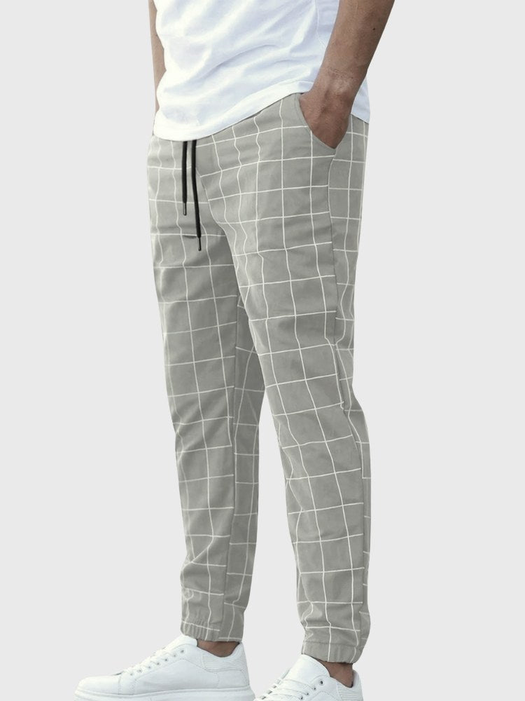Grid Print Sweatpants for Men
