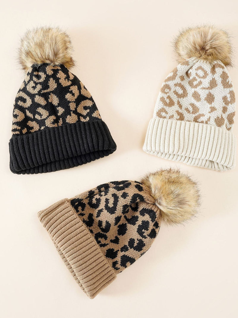 Leopard Print Beanie for Women