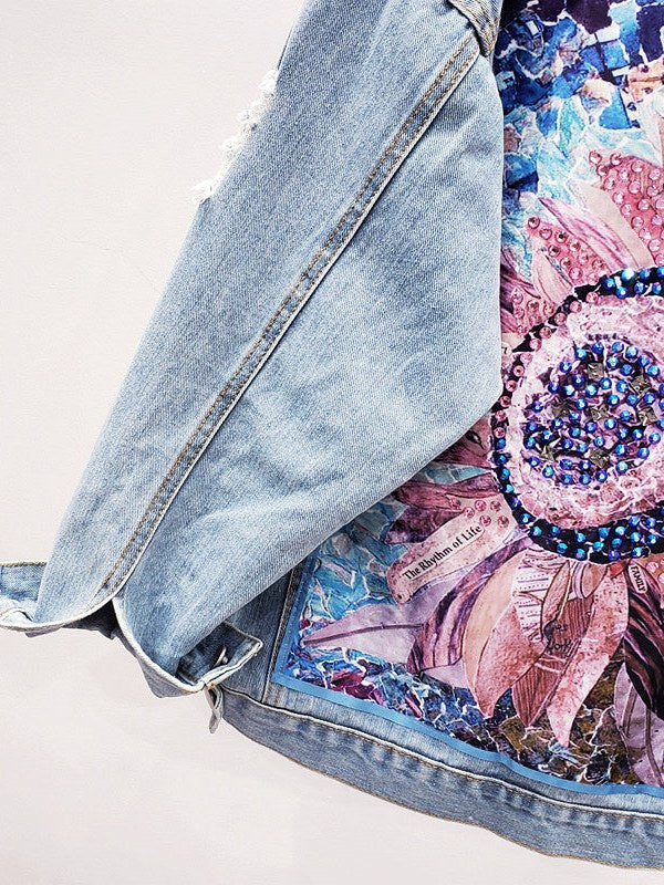 Printed Denim Jacket for Women