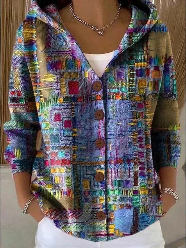 Button Front Hooded Cardigan for Women