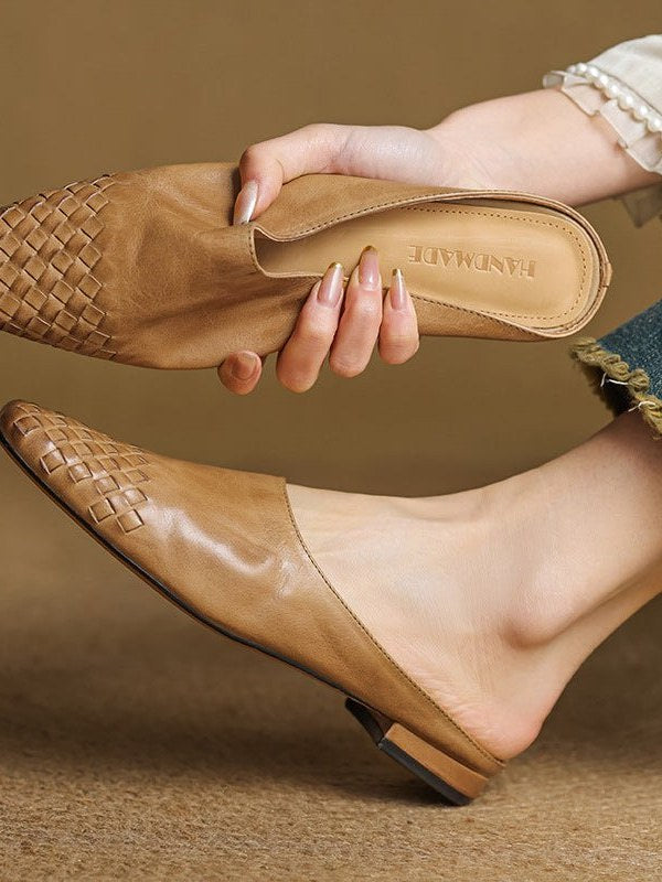 Woven Leather Mules for Women