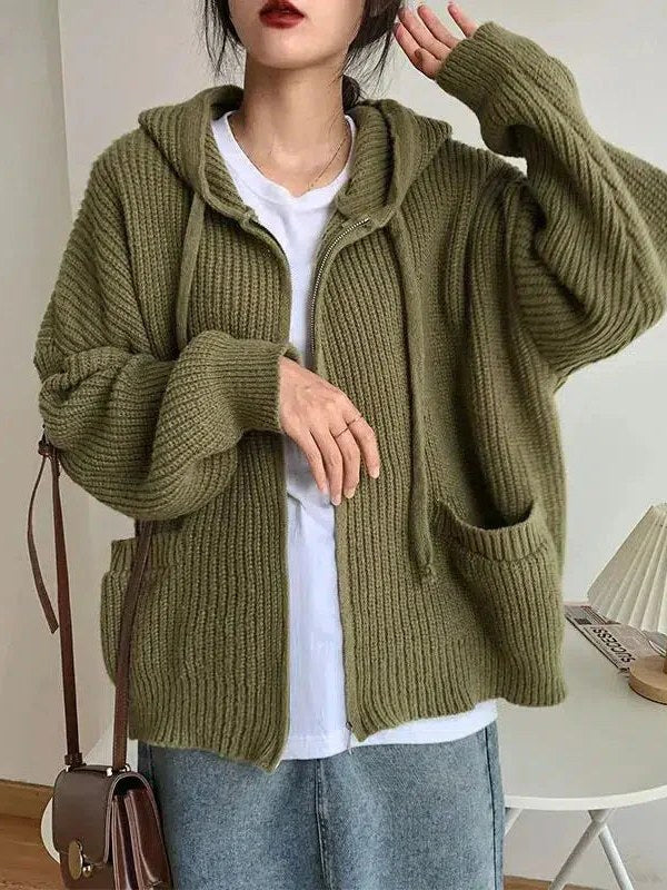 Zip Up Hooded Cardigan for Women