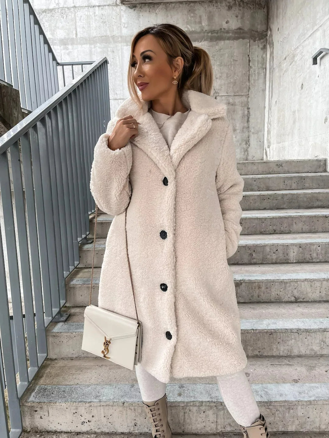 Plush Trench Coat for Women