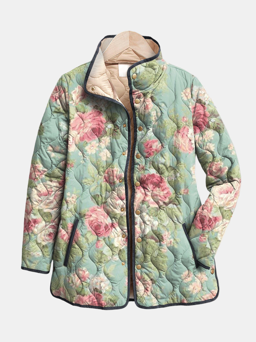 Retro Floral Quilted Jacket for Women