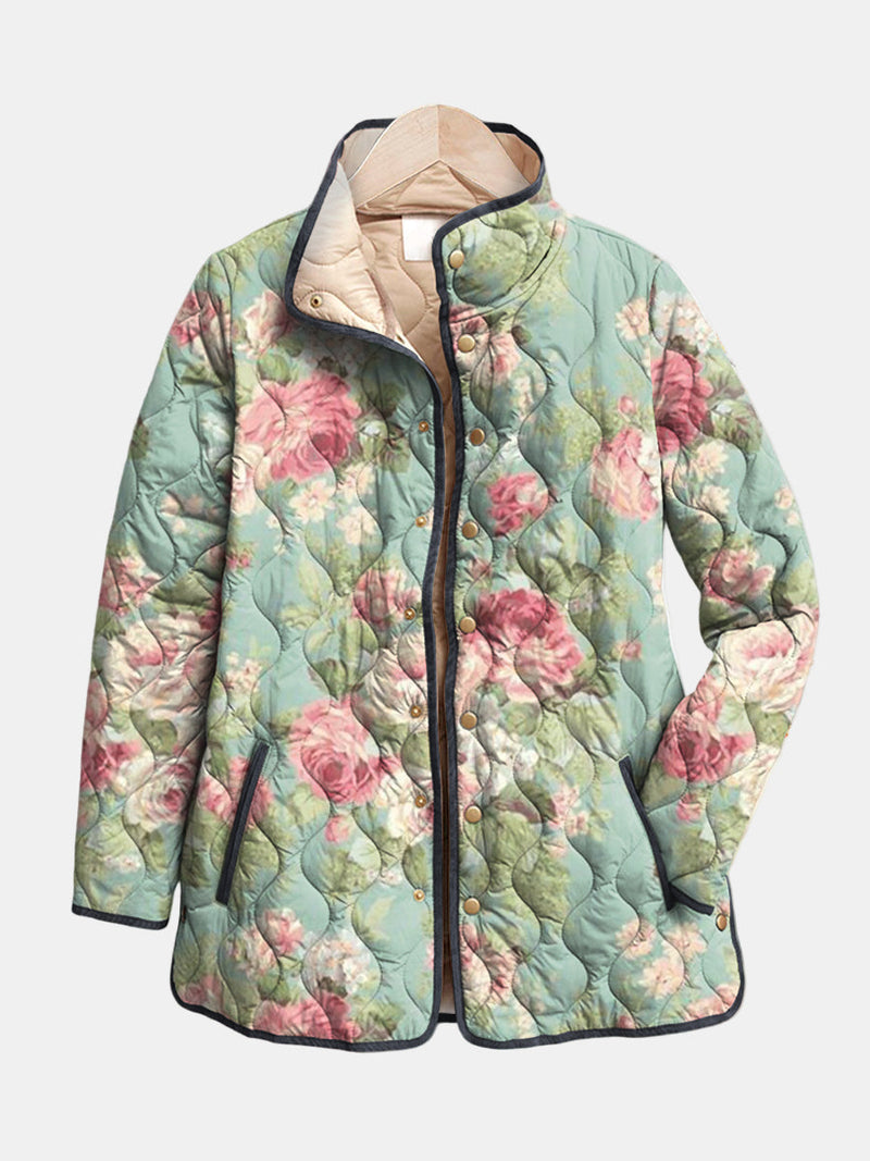 Retro Floral Quilted Jacket for Women