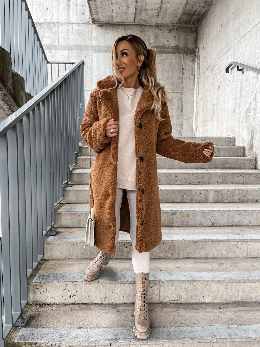 Plush Trench Coat for Women