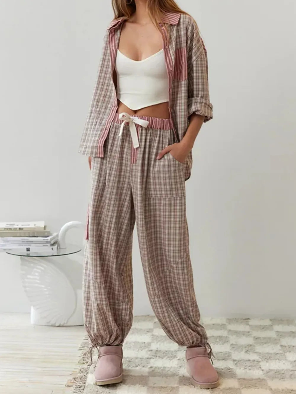 Plaid Pajama Set for Women