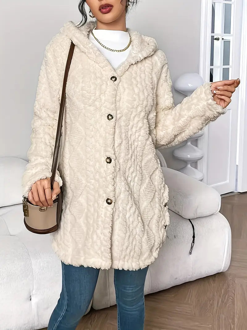 Plush Hooded Cardigan for Women