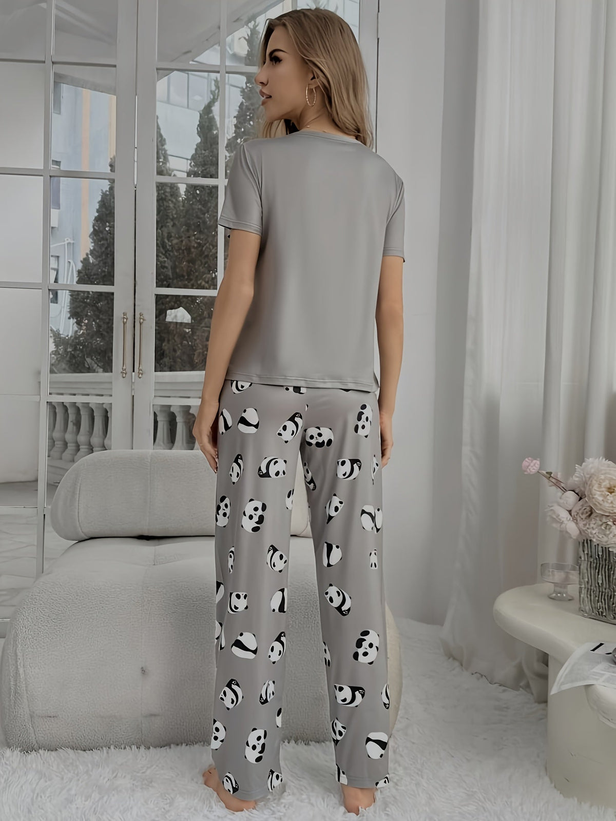 Panda Print Pajama Set for Women