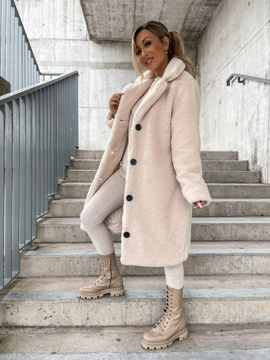 Plush Trench Coat for Women