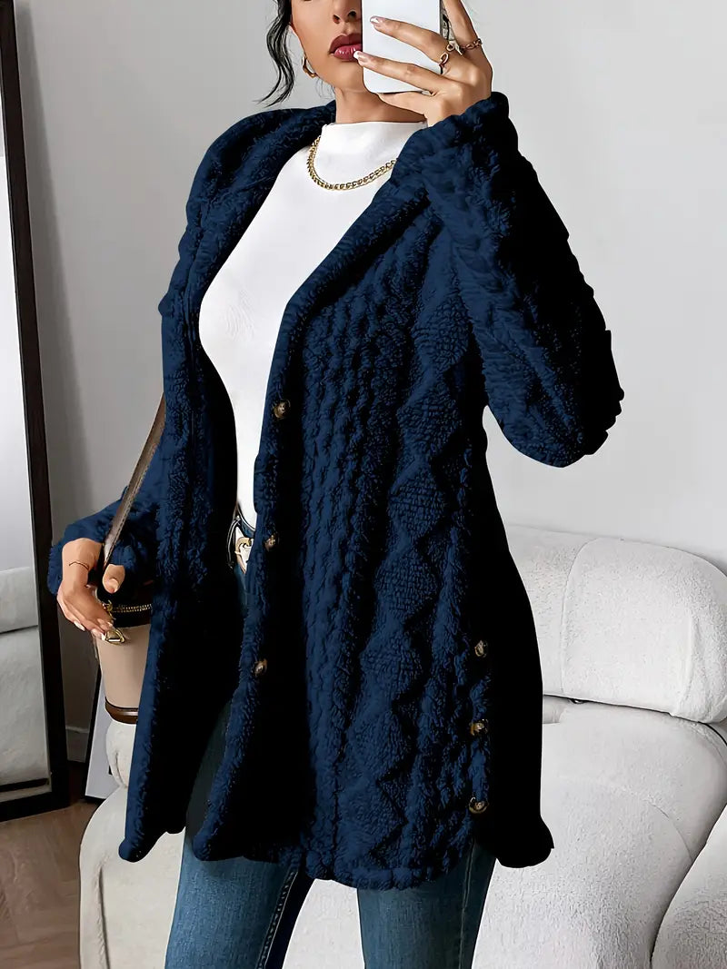 Plush Hooded Cardigan for Women