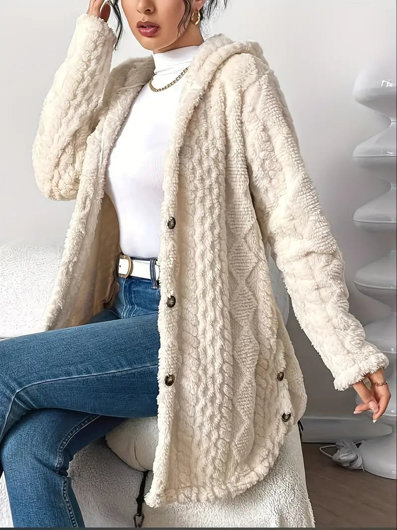 Plush Hooded Cardigan for Women