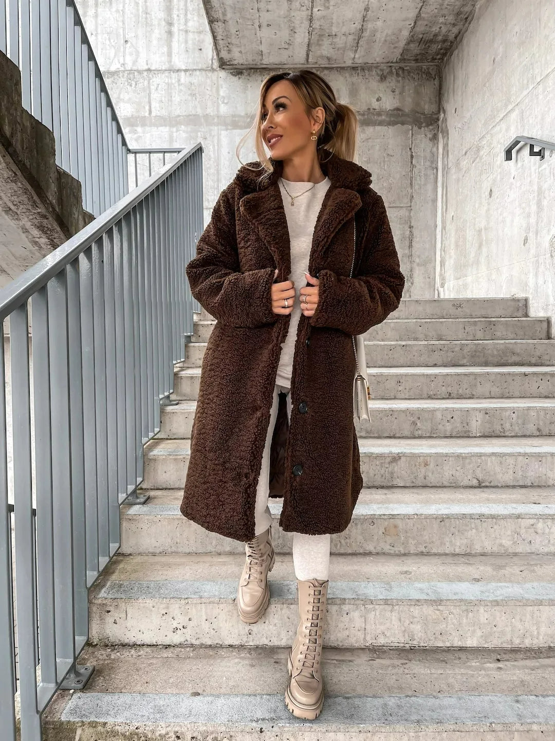 Plush Trench Coat for Women