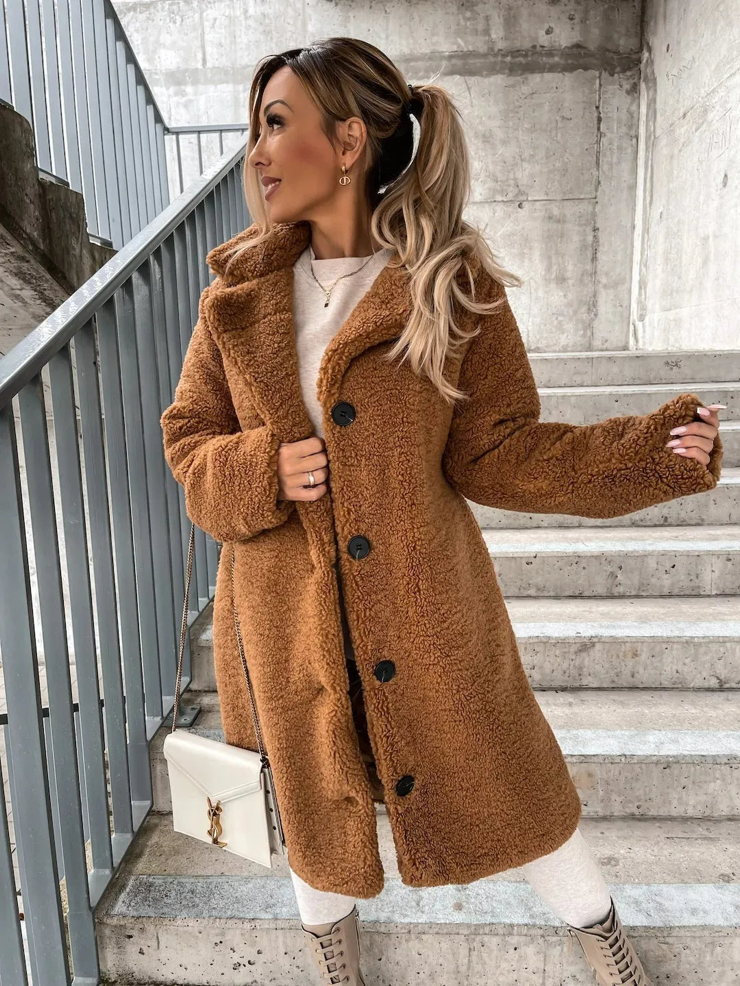 Plush Trench Coat for Women