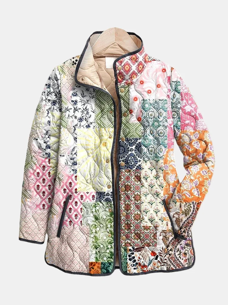 Casual Floral Quilted Jacket for Women