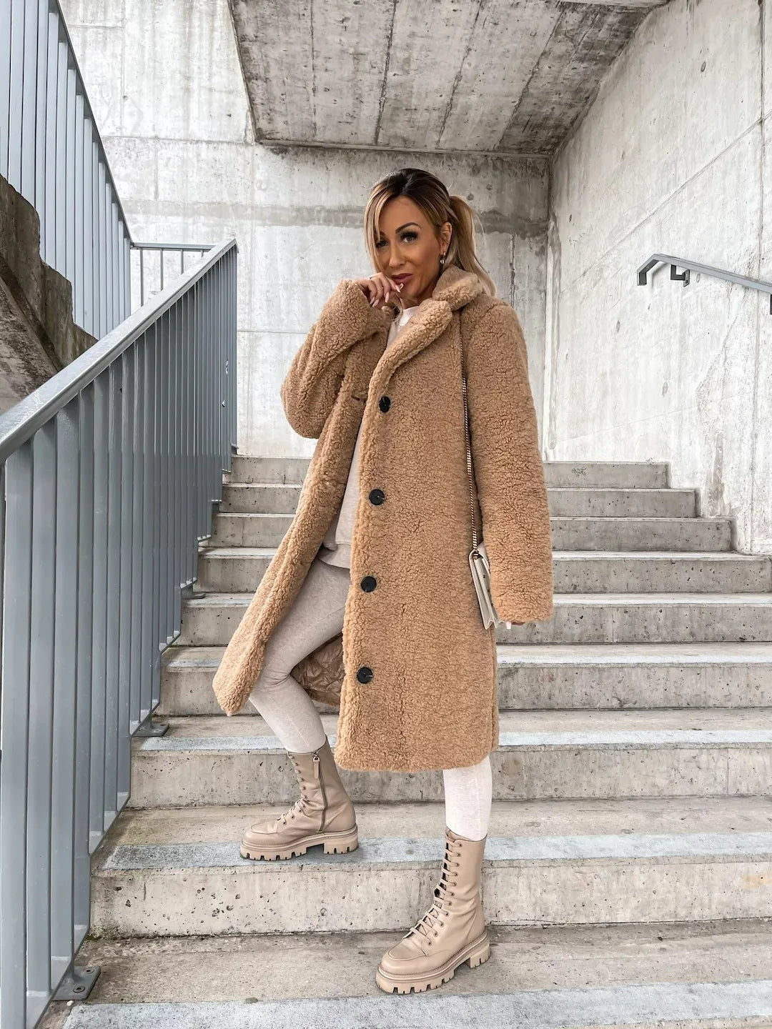Plush Trench Coat for Women