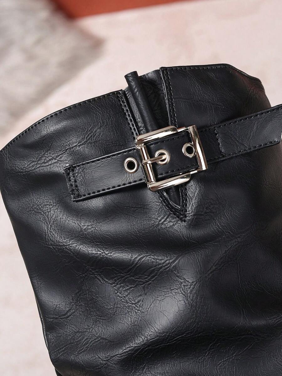 Double Buckle Knee High Boots for Women