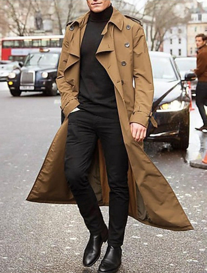 Notched Lapel Trench Coat for Men