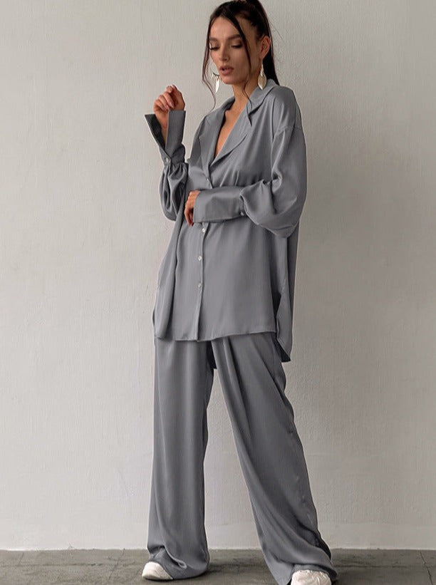 Relaxed Satin Pajama Set for Women