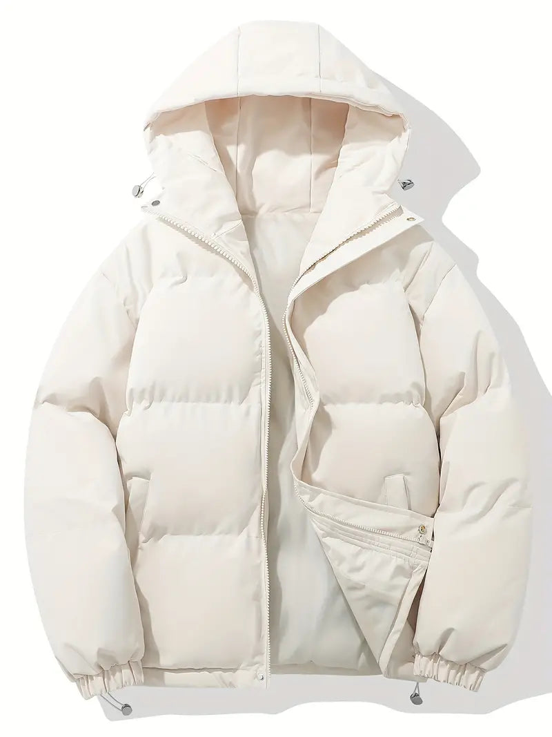 Hooded Quilted Jacket with Elastic Cuffs for Men