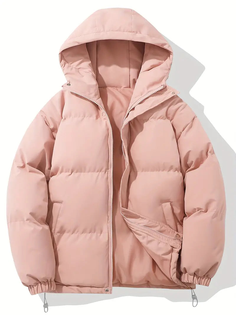 Hooded Quilted Jacket with Elastic Cuffs for Men