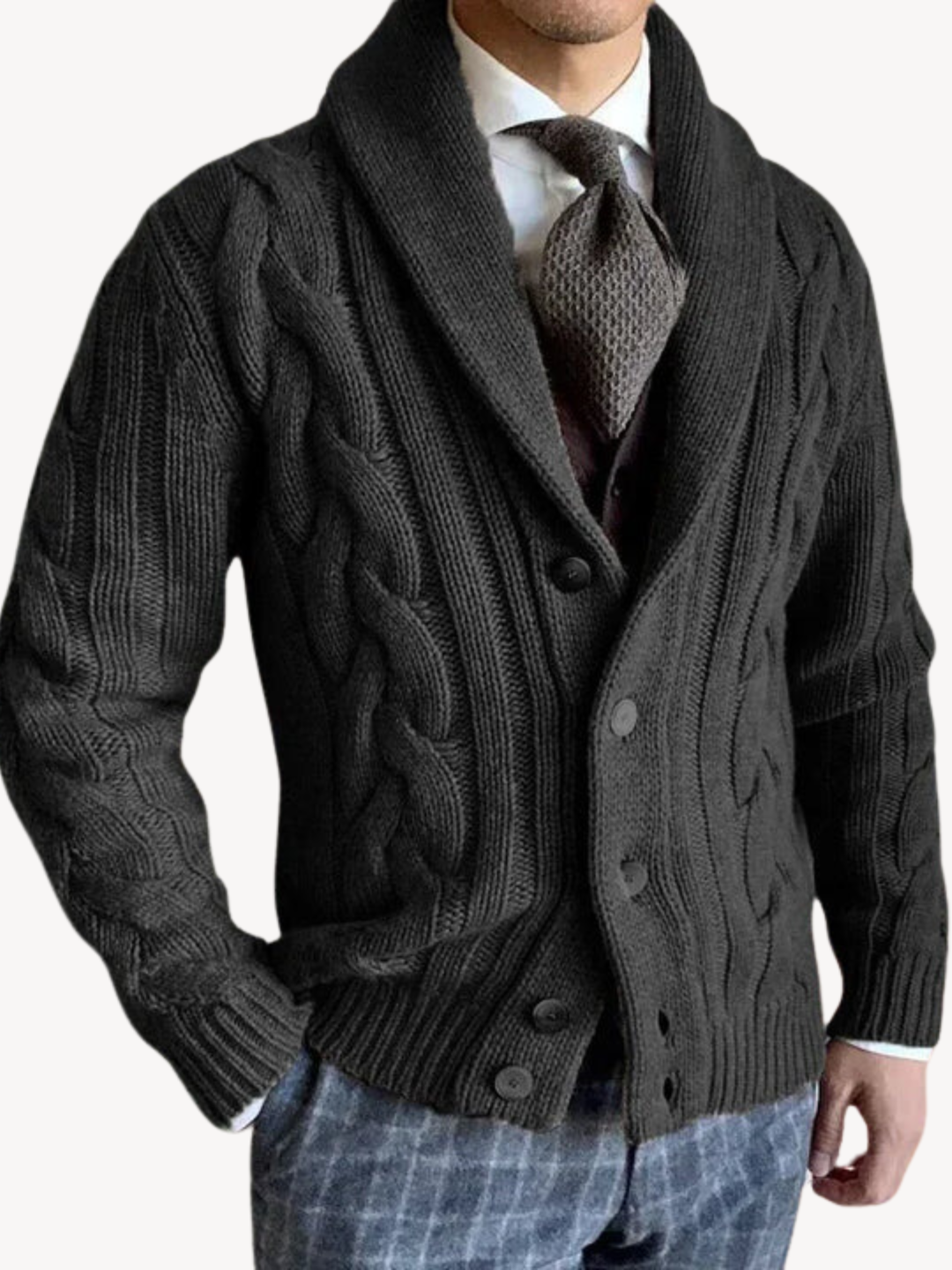 Cable Knit Cardigan for Men
