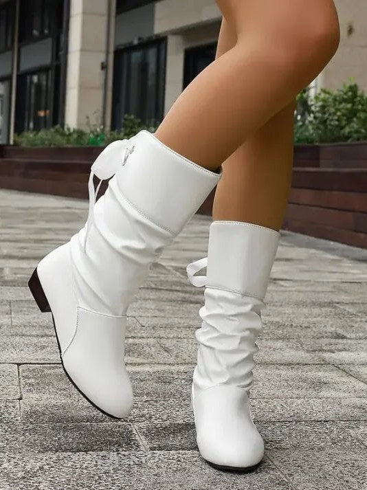 Bow Tie Knee High Boots for Women