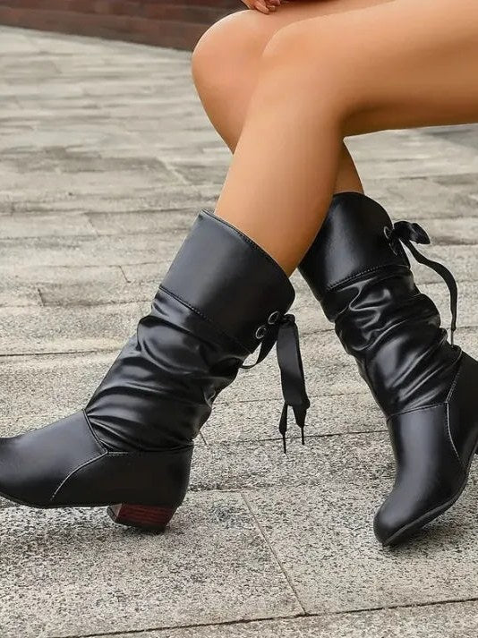 Bow Tie Knee High Boots for Women