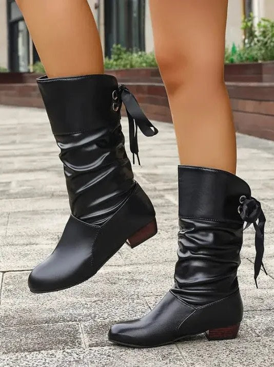 Bow Tie Knee High Boots for Women