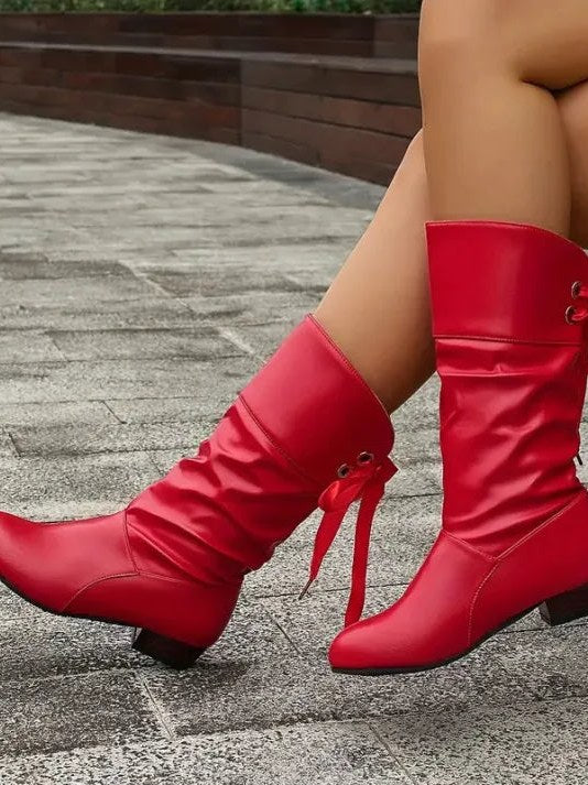 Bow Tie Knee High Boots for Women