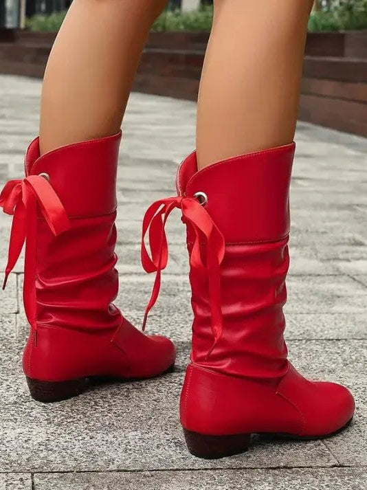 Bow Tie Knee High Boots for Women