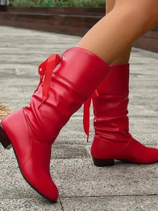Bow Tie Knee High Boots for Women