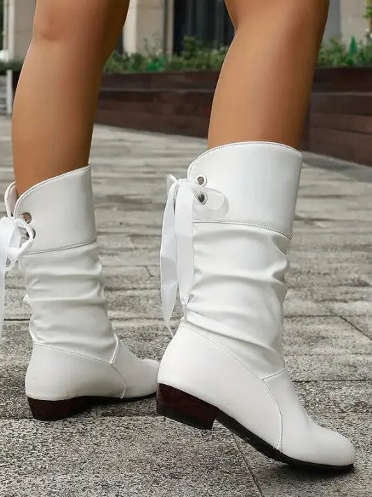 Bow Tie Knee High Boots for Women