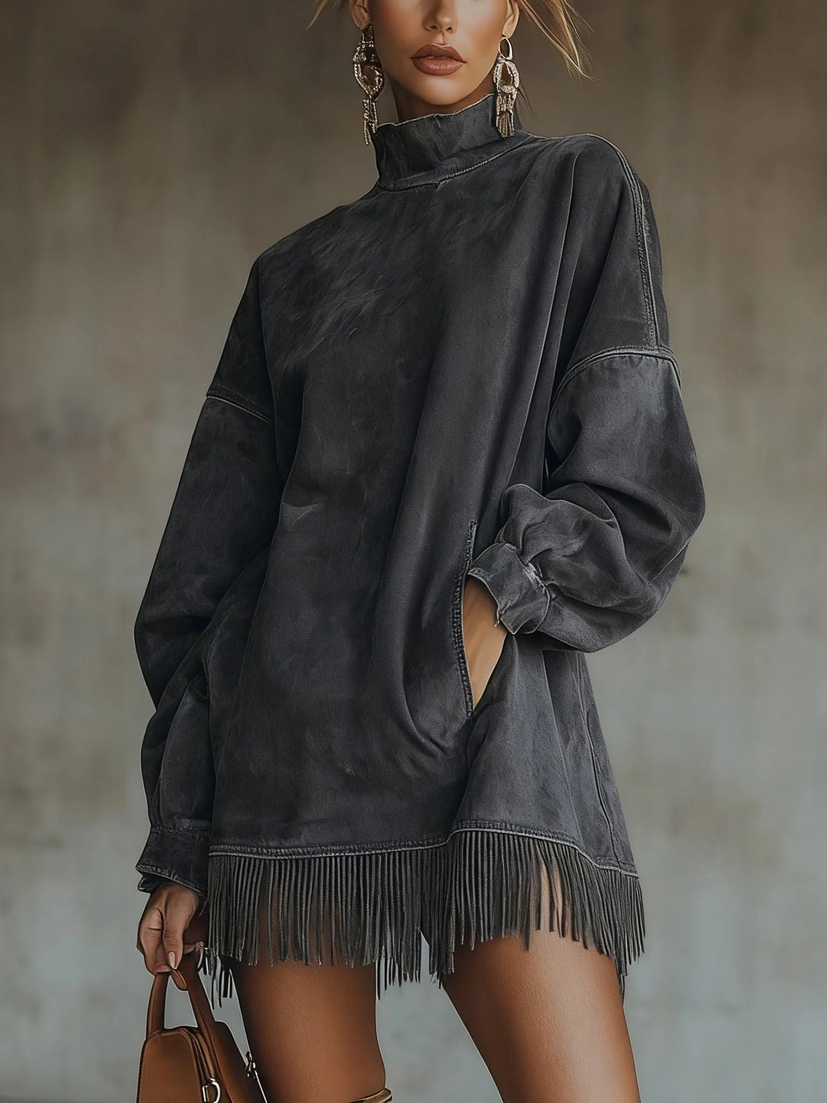 Fringe Sweater Dress for Women