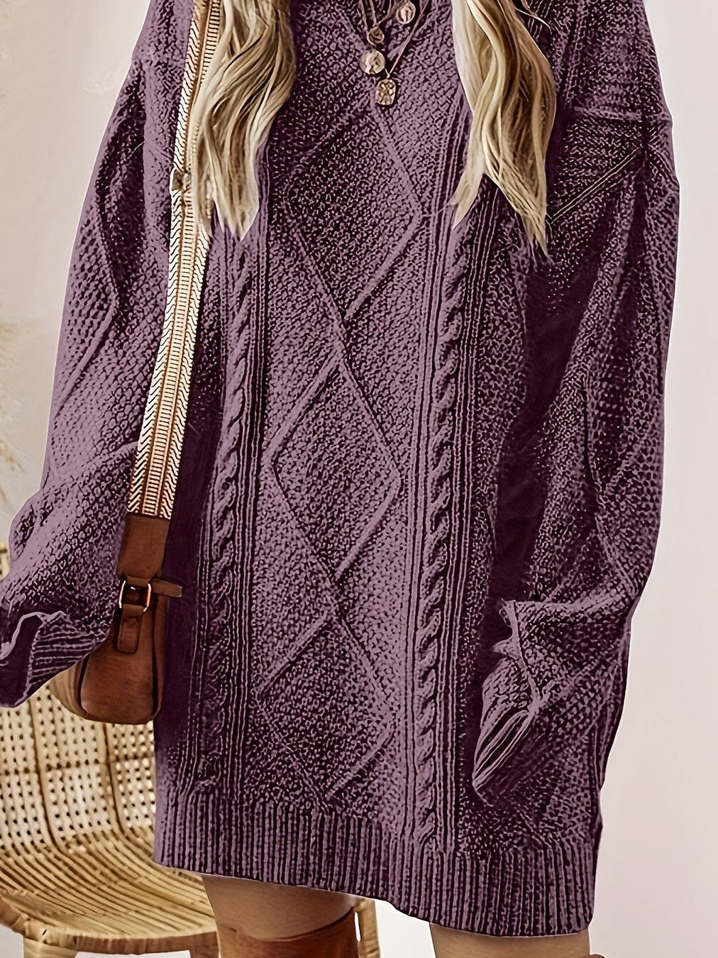 Cable Knit Sweater Dress for Women