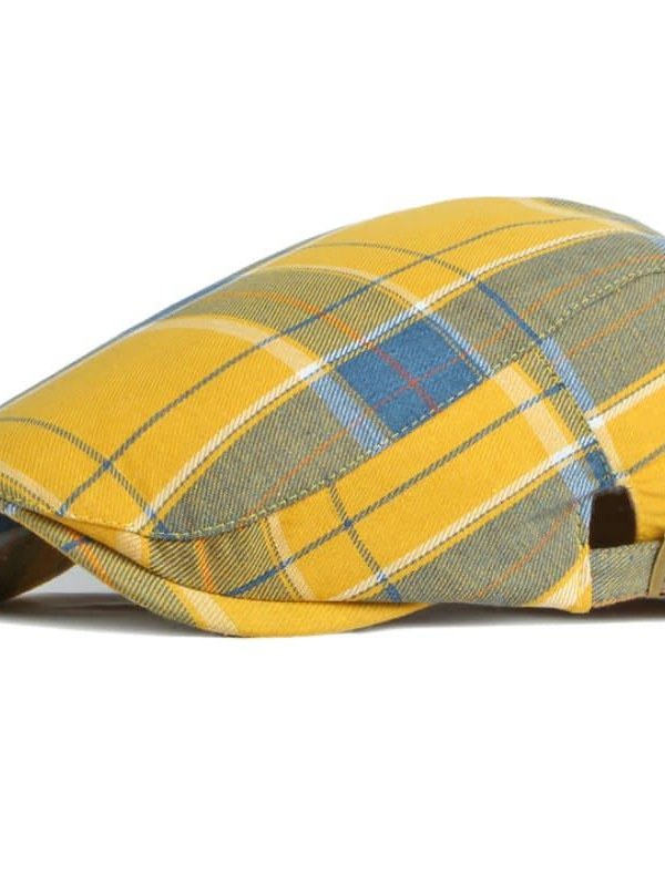 Cotton Tartan Flat Cap for Men