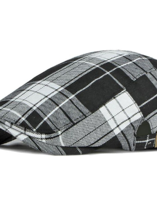 Cotton Tartan Flat Cap for Men