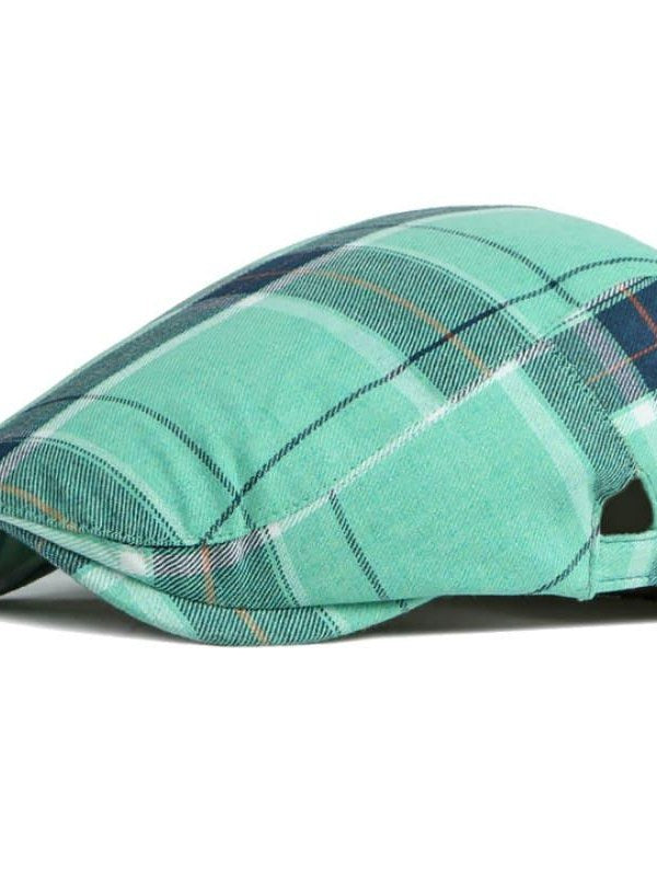 Cotton Tartan Flat Cap for Men