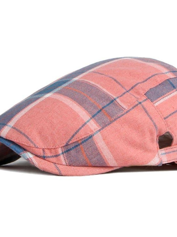 Cotton Tartan Flat Cap for Men