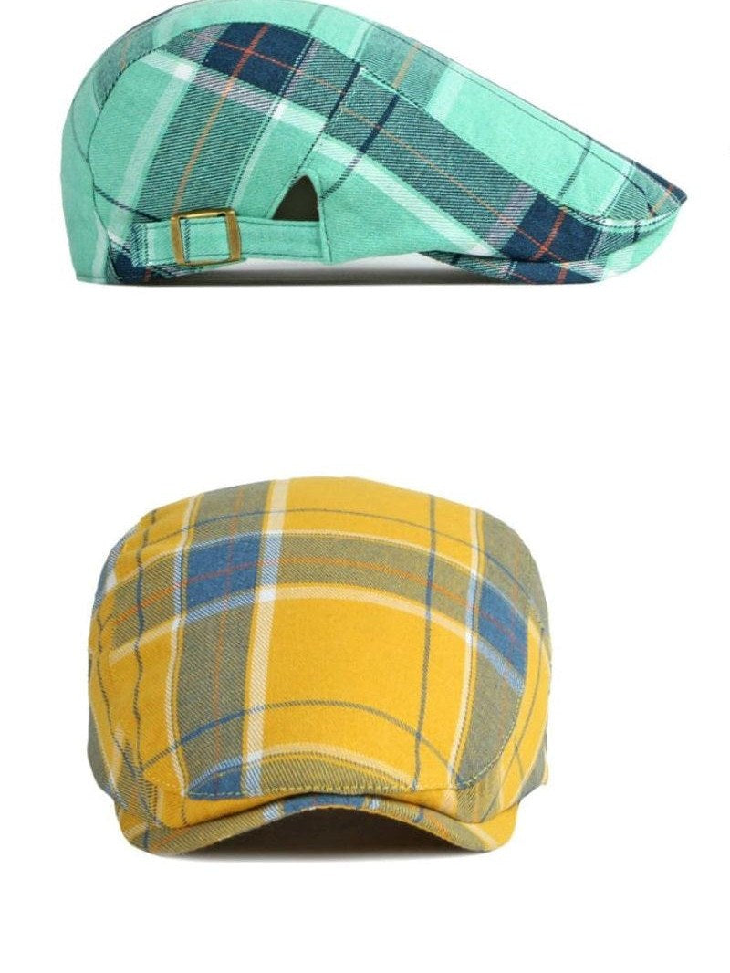 Cotton Tartan Flat Cap for Men
