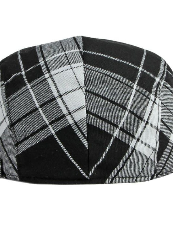 Cotton Tartan Flat Cap for Men