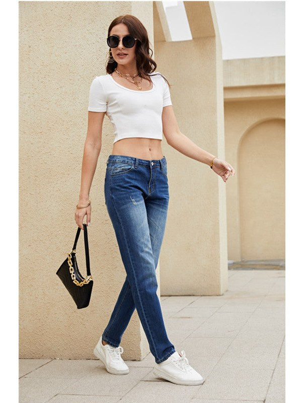 Dark Wash Straight Leg Jeans for Women