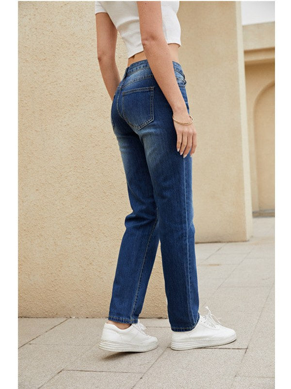 Dark Wash Straight Leg Jeans for Women