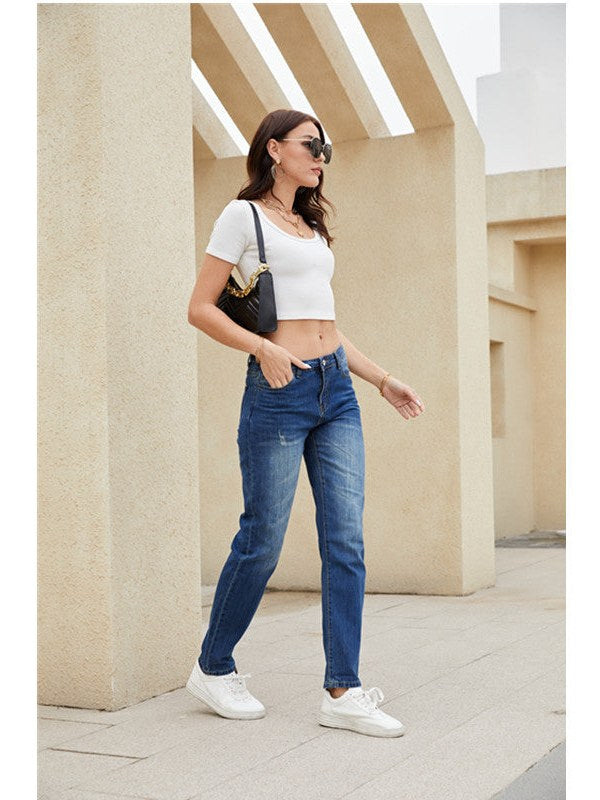 Dark Wash Straight Leg Jeans for Women