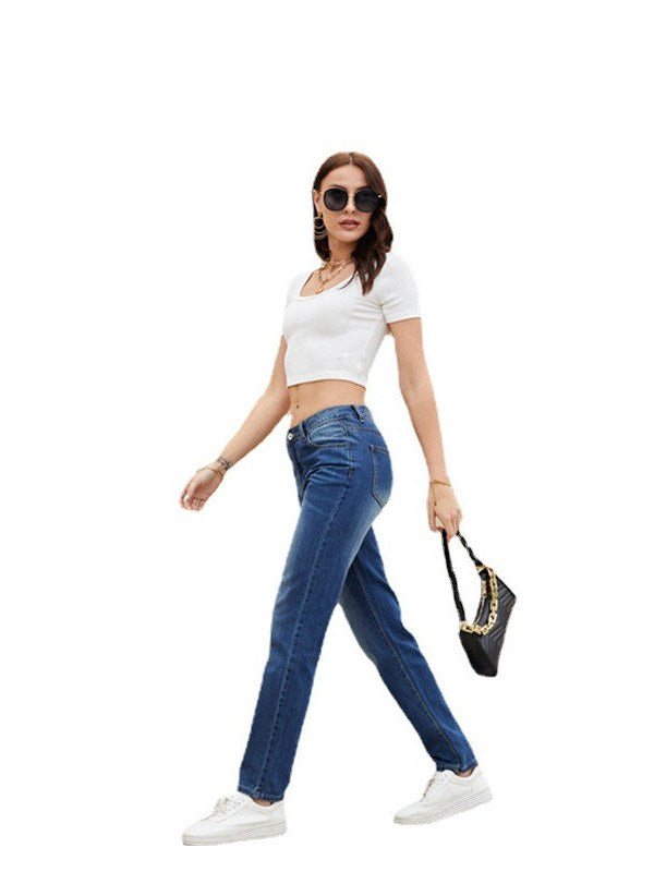 Dark Wash Straight Leg Jeans for Women