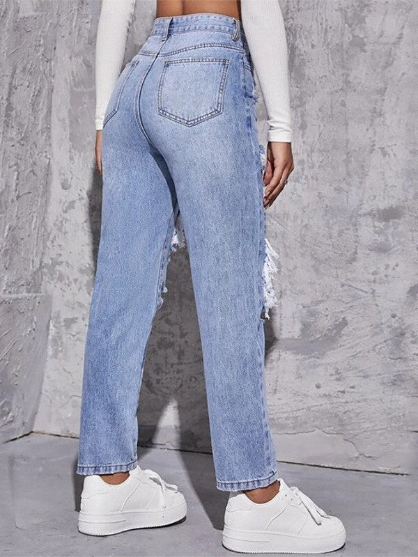 Distressed Straight Leg Jeans for Women