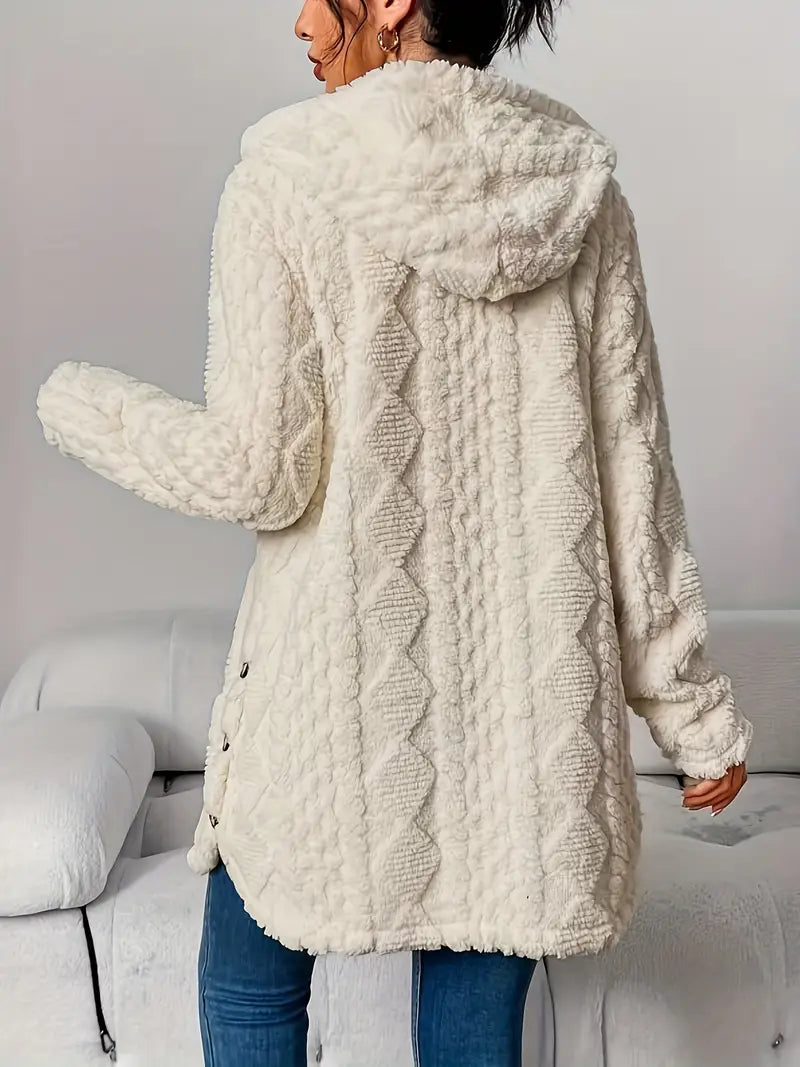 Plush Hooded Cardigan for Women